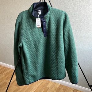 Marine Layer - Corbet reversible pull over navy Heather and pine needle Heather.